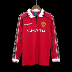 retro-1998-99-manchester-united-home-long-sleeve-soccer-jersey-649824-01 Retro 1998/99 Manchester United Home Long Sleeve Soccer Jersey โ front view