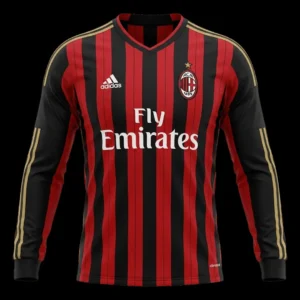 Retro 2013/14 AC Milan Home Long Sleeve Soccer Jersey – front view