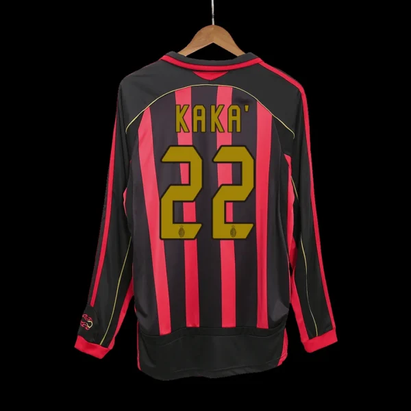 Retro KAKA’ #22 2006/07 AC Milan Home Long Sleeve Soccer Jersey – front view