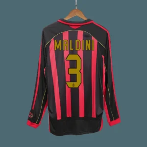 Retro MALDINI #3 2006/07 AC Milan Home Long Sleeve Soccer Jersey – front view
