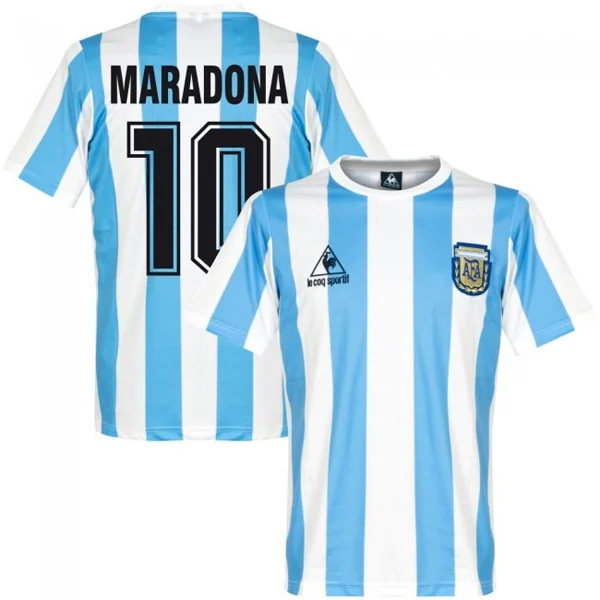 Retro MARADONA #10 1986 Argentina Home Soccer Jersey – Player Version – front view
