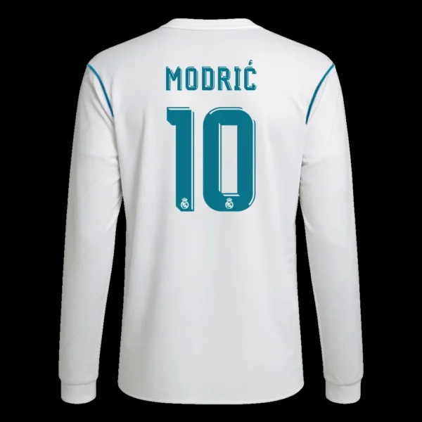 Retro MODRIĆ #10 2017/18 Real Madrid Home Long Sleeve Soccer Jersey – front view
