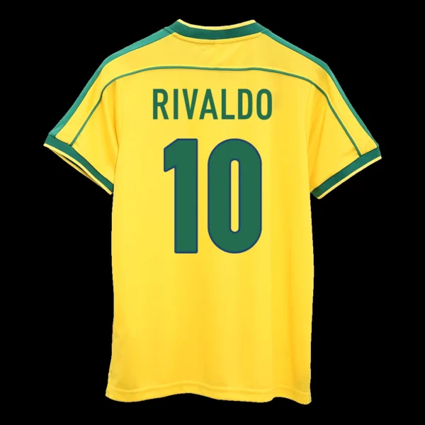 Retro RIVALDO #10 1998 Brazil Home Soccer Jersey – front view
