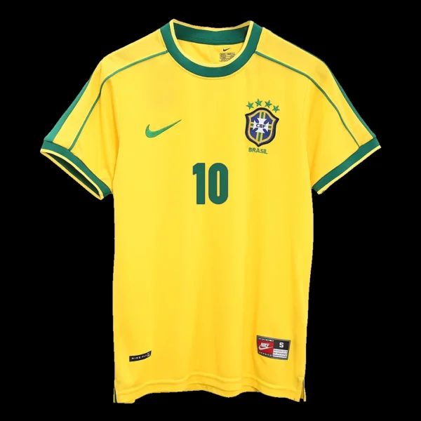 Retro RIVALDO #10 1998 Brazil Home Soccer Jersey – back view