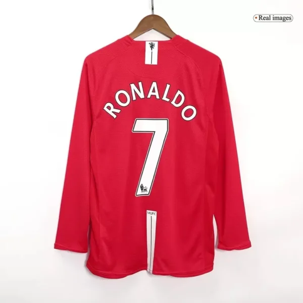 Retro RONALDO #7 2007/08 Manchester United Home Long Sleeve Soccer Jersey – front view