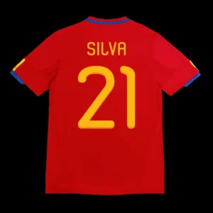 Retro SILVA #21 2010 Spain Home Soccer Jersey – front view