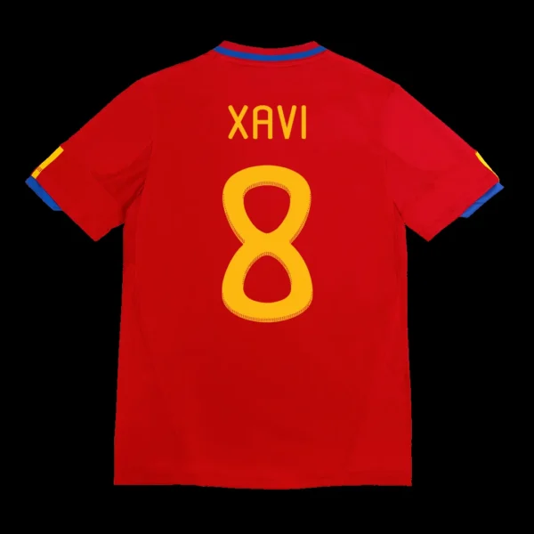 Retro XAVI #8 2010 Spain Home Soccer Jersey – front view