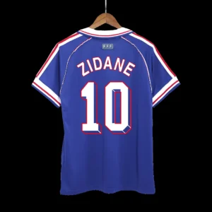 Retro ZIDANE #10 1998 France Home Soccer Jersey – front view