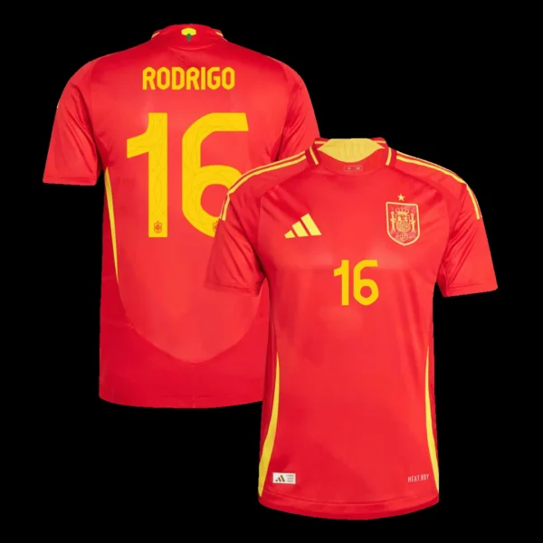 rodrigo-16-spain-home-soccer-jersey-euro-player-version-01 RODRIGO #16 Spain Home Soccer Jersey Euro β Player Version β front view
