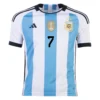 Rodrigo De Paul #7 Argentina 3 Stars Home Soccer Jersey 2022 – Fan Version – back view