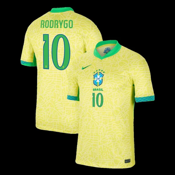 RODRYGO #10 Brazil Home Soccer Jersey Copa America – Fan Version – front view