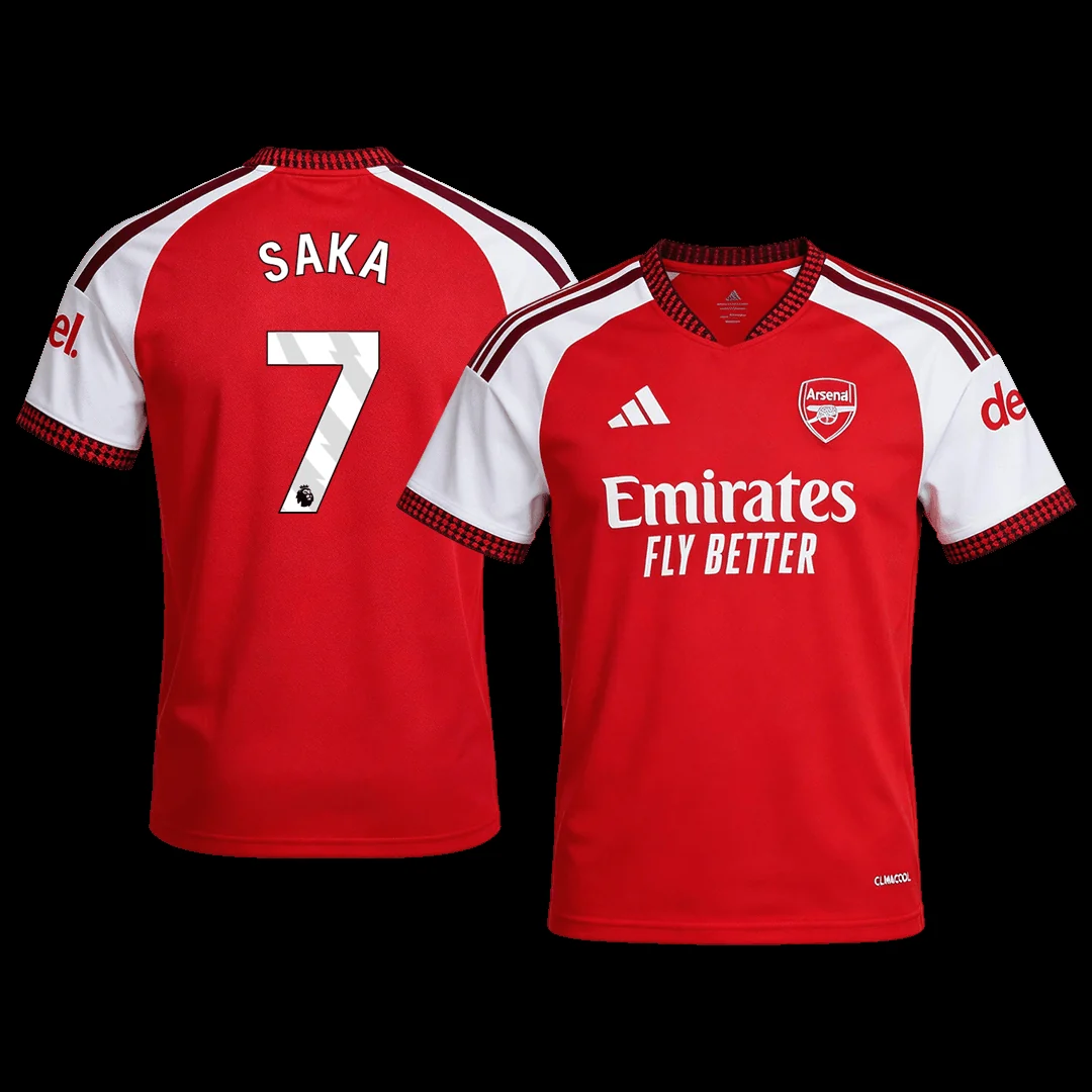 SAKA number 7 Arsenal 2026/27 home fan version jersey, front view