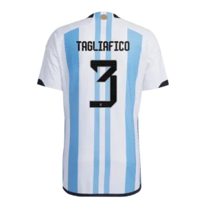 TAGLIAFICO #3 Argentina 3 Stars Home Soccer Jersey 2022 – Player Version – front view