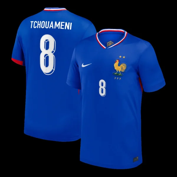 TCHOUAMENI #8 France Home Soccer Jersey – Fan Version – front view