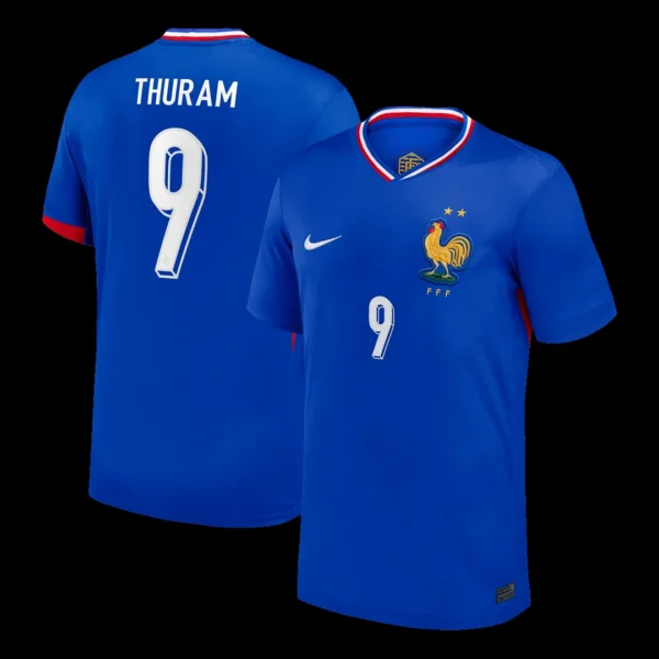 THURAM #9 France Home Soccer Jersey – Fan Version – front view