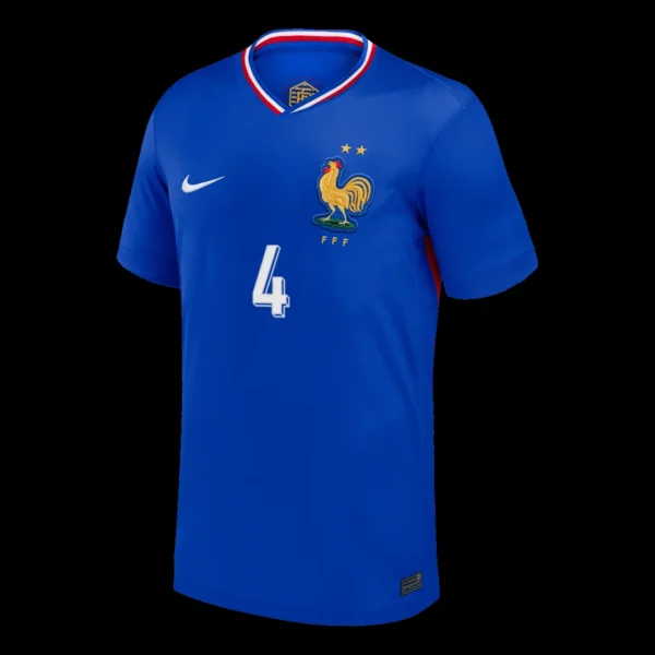 UPAMECANO #4 France Home Soccer Jersey – Fan Version – back view