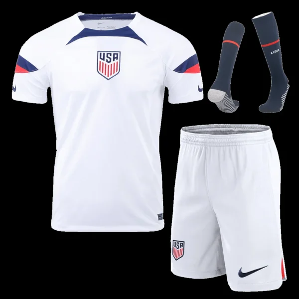 usa-home-soccer-jersey-kit-jersey-shorts-socks-2022-fan-version-192003-01 USA Home Soccer Jersey Kit(Jersey+Shorts+Socks) 2022 β Fan Version β front view
