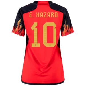 Women’s E. HAZARD #10 Belgium Home Soccer Jersey 2022 – Fan Version – front view
