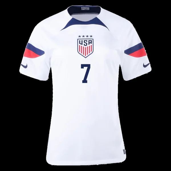 Women’s HEATH #7 USA Home Soccer Jersey 2022 – Fan Version – back view