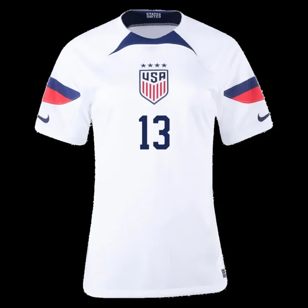 Women’s MORGAN #13 USA Home Soccer Jersey 2022 – Fan Version – back view