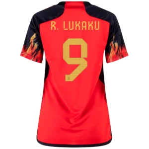 Women’s R.LUKAKU #9 Belgium Home Soccer Jersey 2022 – Fan Version – front view