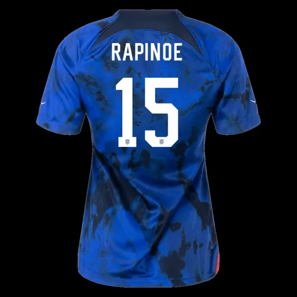 Women’s RAPINOE #15 USA Away Soccer Jersey 2022 – Fan Version – front view