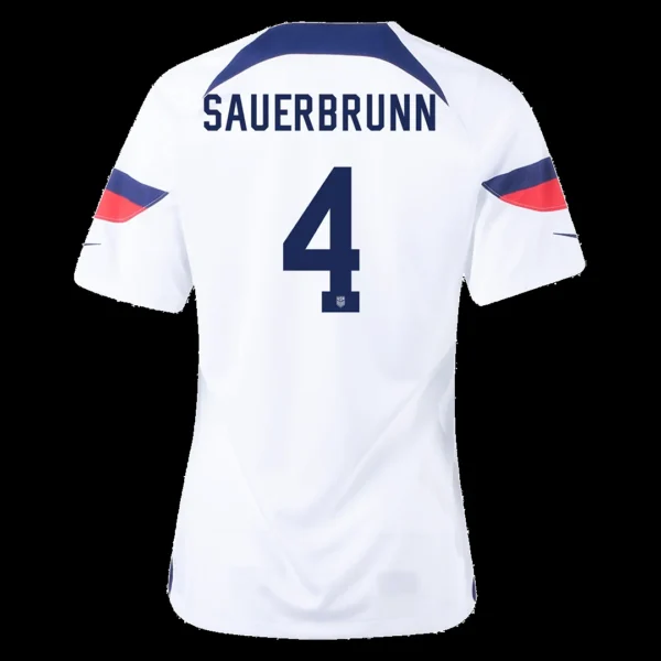 Women’s SAUERBRUNN #4 USA Home Soccer Jersey 2022 – Fan Version – front view