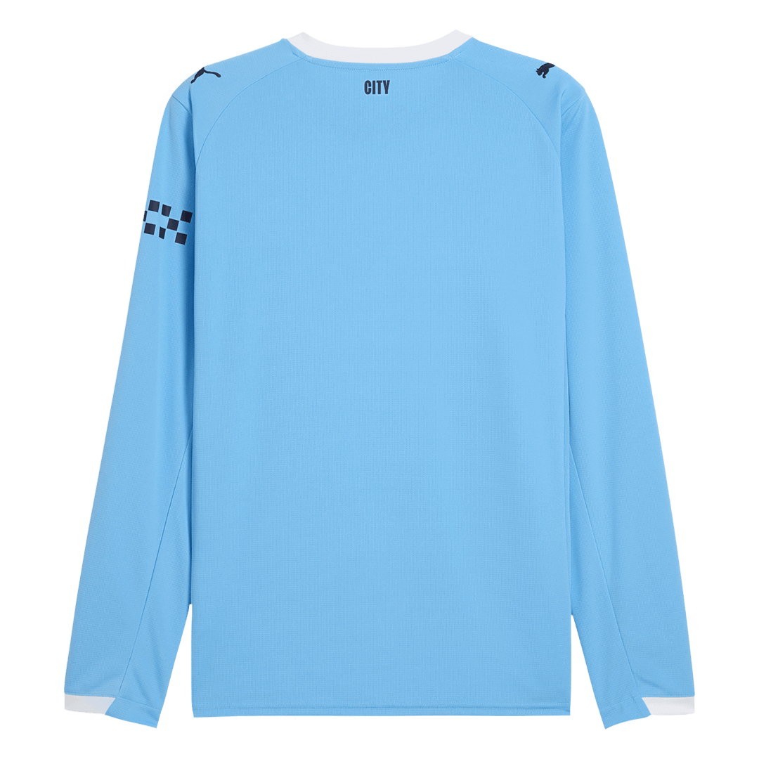 Manchester City Home Long Sleeve Soccer Jersey 2025/26 – Fan Version – back view