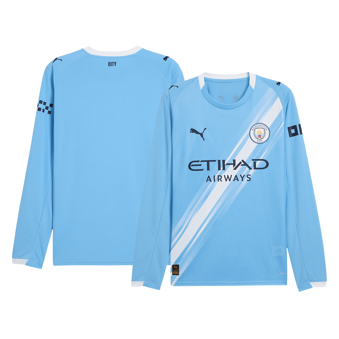 Manchester City Home Long Sleeve Soccer Jersey 2025/26 – Fan Version – jersey details