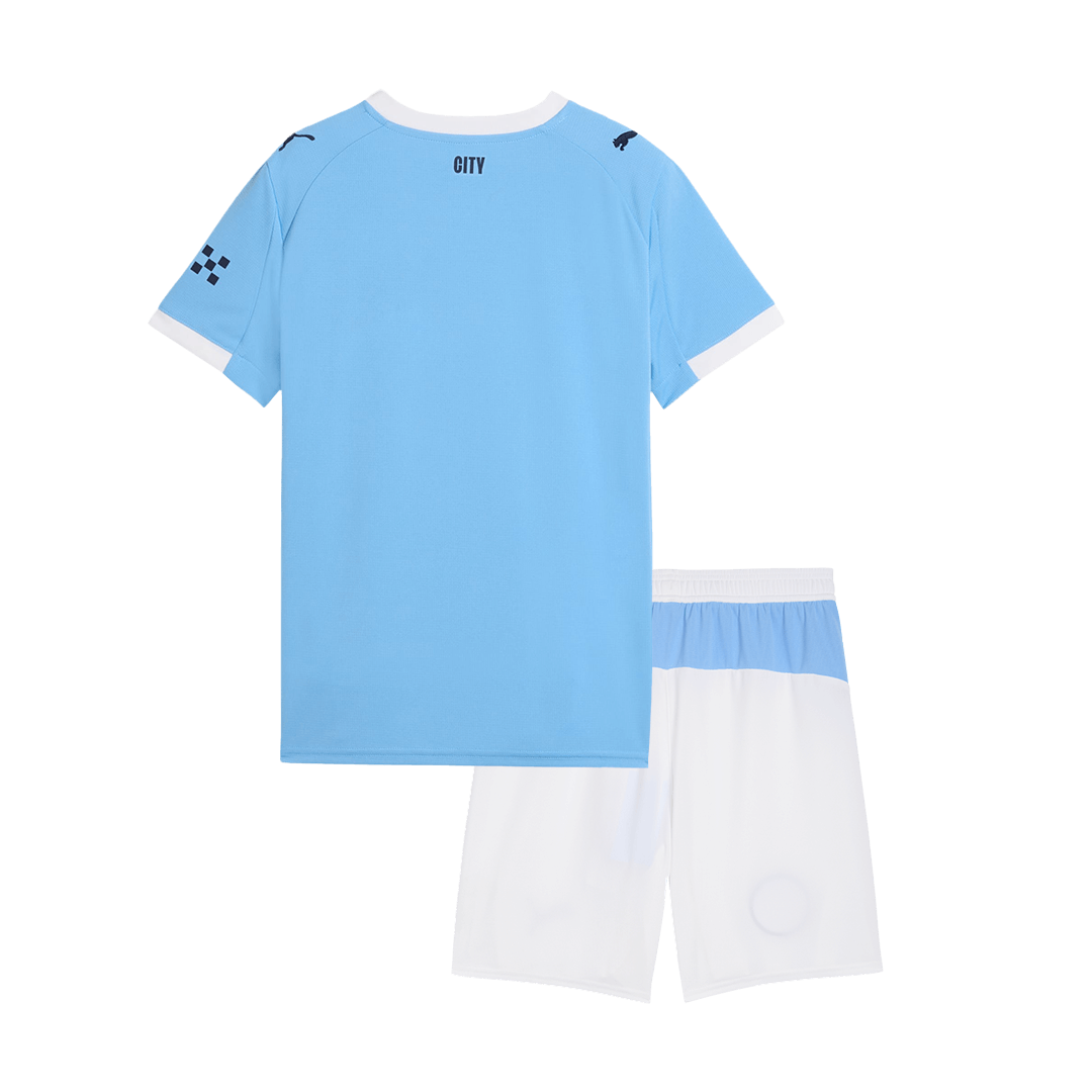 Kid’s Manchester City Home Soccer Kit – Jersey + Shorts 2025/26 – Fan Version – back view
