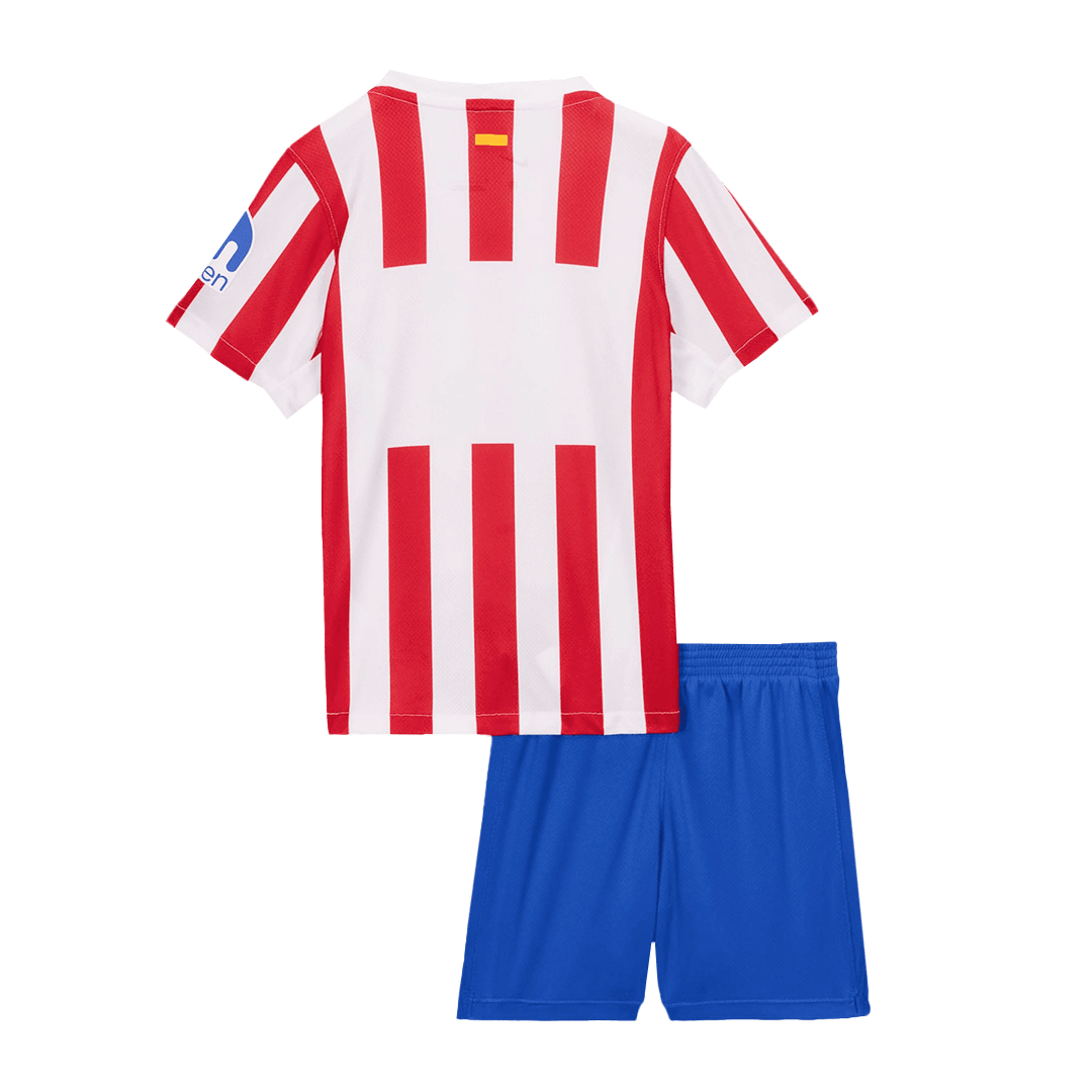 Kid’s Atletico Madrid Home Soccer Kit – Jersey + Shorts 2025/26 – Fan Version – back view