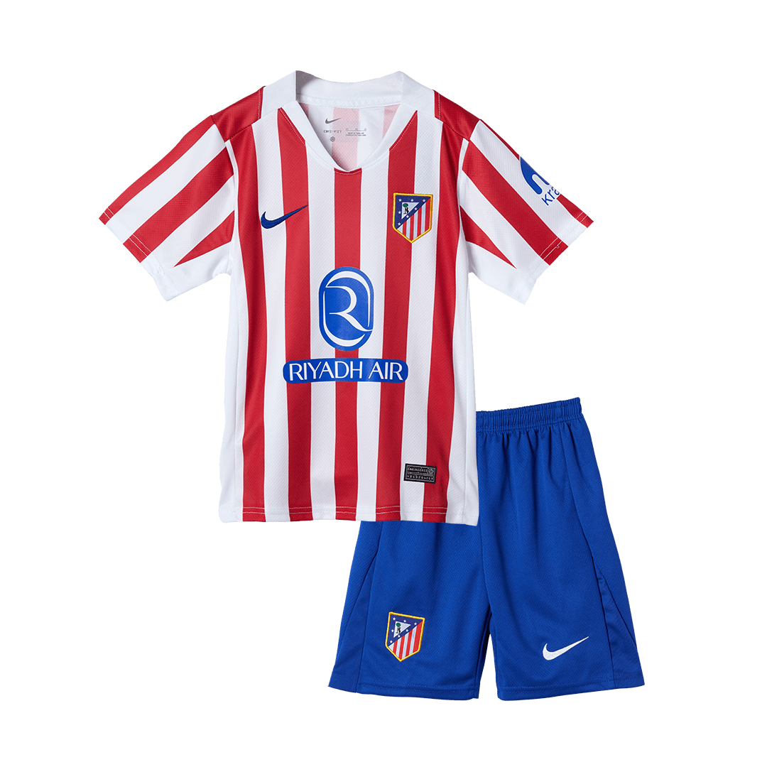 Kid’s Atletico Madrid Home Soccer Kit – Jersey + Shorts 2025/26 – Fan Version – jersey details