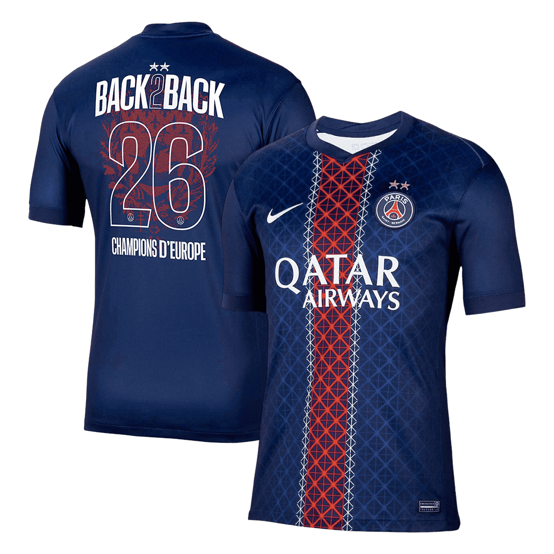 Champions of Europe #26 PSG Home Soccer Jersey 2025/26 β Fan Version β εεεΎ 1 Champions of Europe #26 PSG Home Soccer Jersey 2025/26 β Fan Version β front view