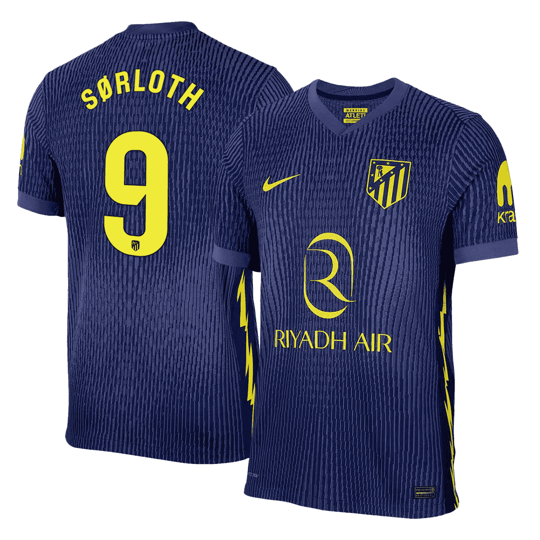 SØRLOTH #9 Atletico Madrid Away Soccer Jersey 2025/26 Player Version – front view