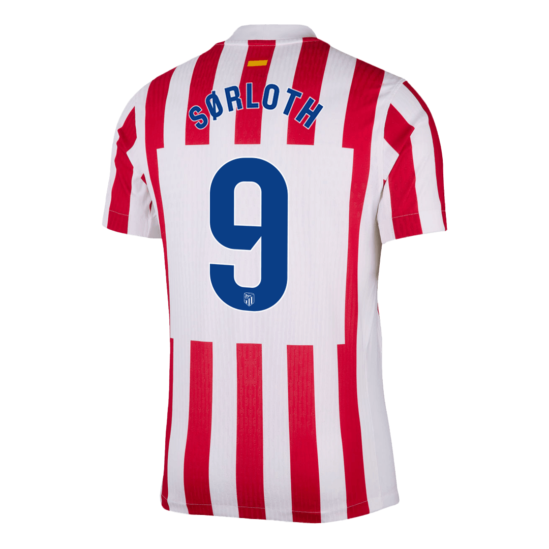 SØRLOTH #9 Atletico Madrid Home Soccer Jersey 2025/26 Player Version — 商品图 2 SØRLOTH #9 Atletico Madrid Home Soccer Jersey 2025/26 Player Version – back view