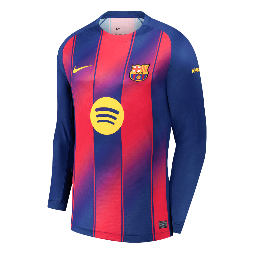 Barcelona Home Long Sleeve Soccer Jersey 2025/26 β Fan Version β εεεΎ 1 Barcelona Home Long Sleeve Soccer Jersey 2025/26 β Fan Version β front view