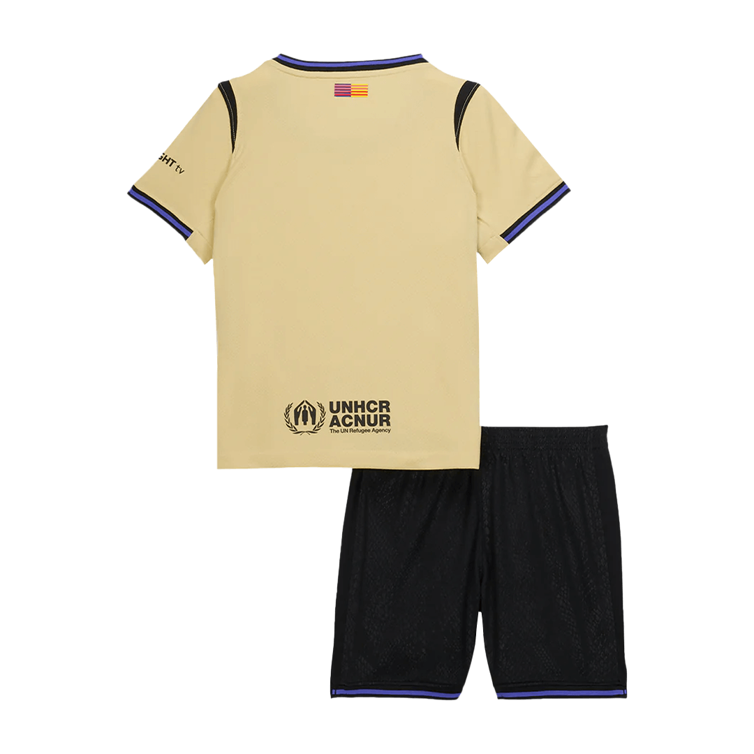 Kid’s Barcelona Away Soccer Kit – Jersey + Shorts 2025/26 – Fan Version – back view
