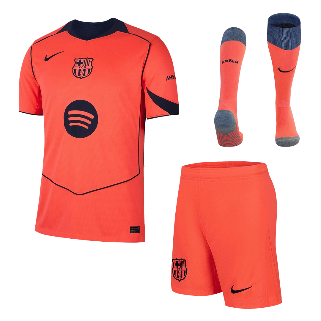 Barcelona Third Away Soccer Jersey Kit(Jersey+Shorts+Socks) 2025/26 – Fan Version – front view