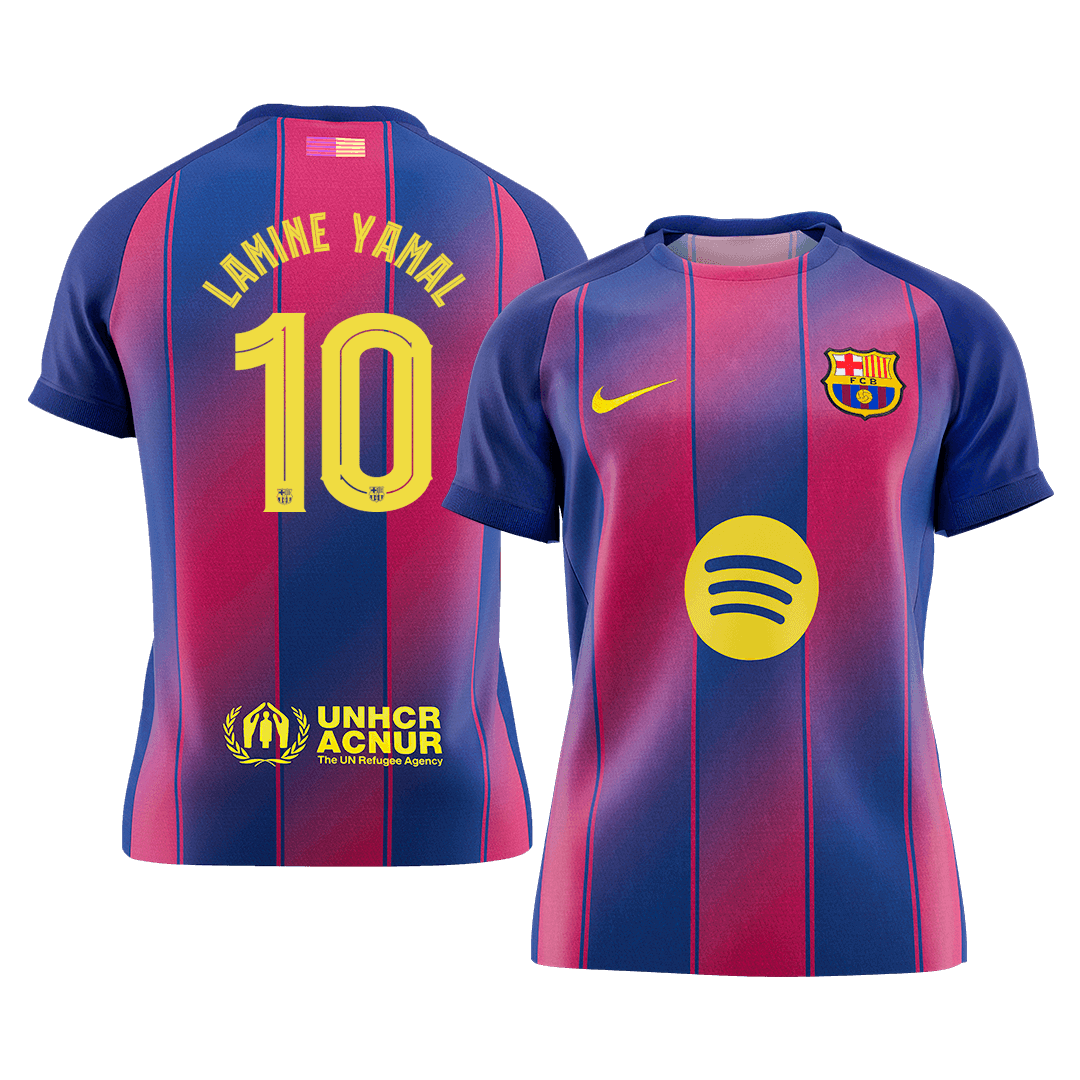 Lamine Yamal #10 Barcelona Home Soccer Jersey 2025/26 – UCL – Fan Version – front view