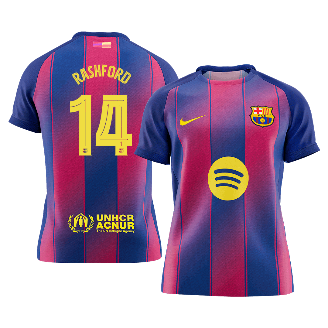 RASHFORD #14 Barcelona Home Soccer Jersey 2025/26 – UCL – Fan Version – front view