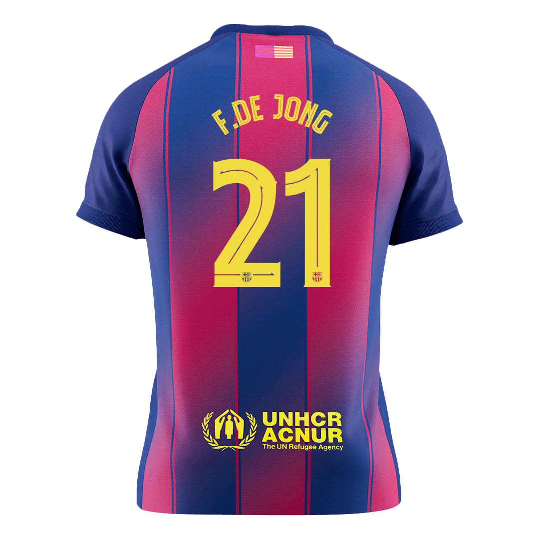 F.DE JONG #21 Barcelona Home Soccer Jersey 2025/26 – UCL – Fan Version – back view