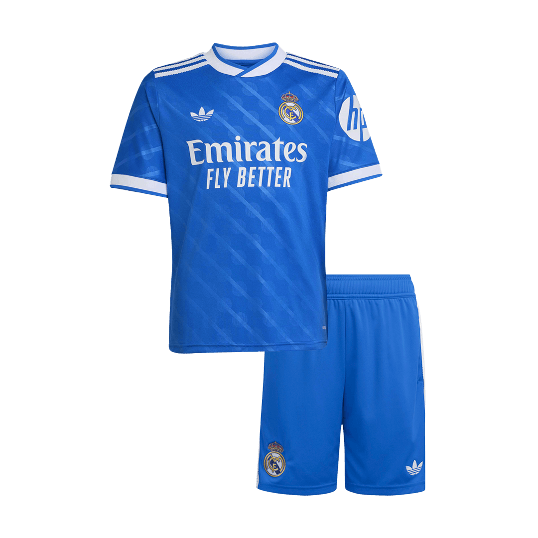 Kid’s Real Madrid Third Away Soccer Kit – Jersey + Shorts 2025/26 – Fan Version – front view