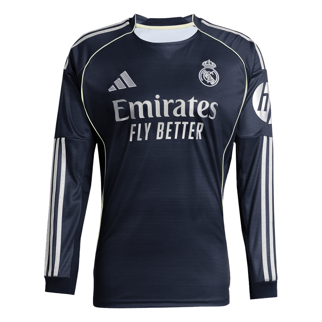 Real Madrid Away Long Sleeve Soccer Jersey 2025/26 – Fan Version – front view