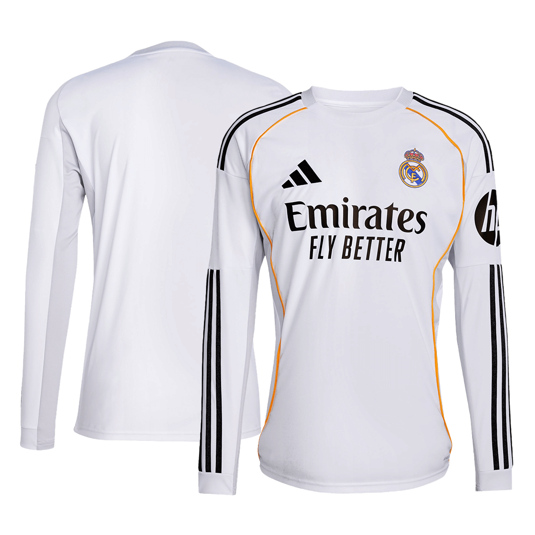 Real Madrid Home Long Sleeve Soccer Jersey 2025/26 – Fan Version – jersey details