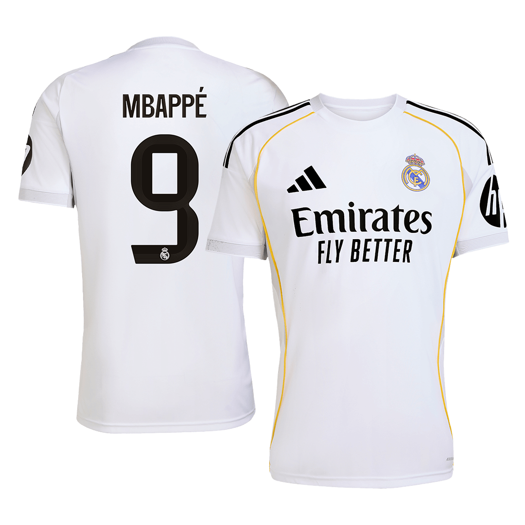 MBAPPÉ #9 Real Madrid Home Soccer Jersey 2025/26 – Fan Version – front view