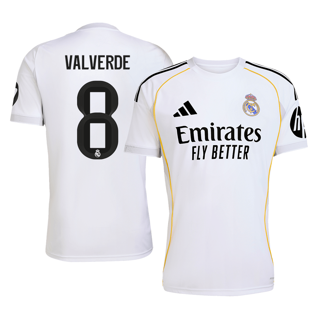 VALVERDE #8 Real Madrid Home Soccer Jersey 2025/26 – Fan Version – front view