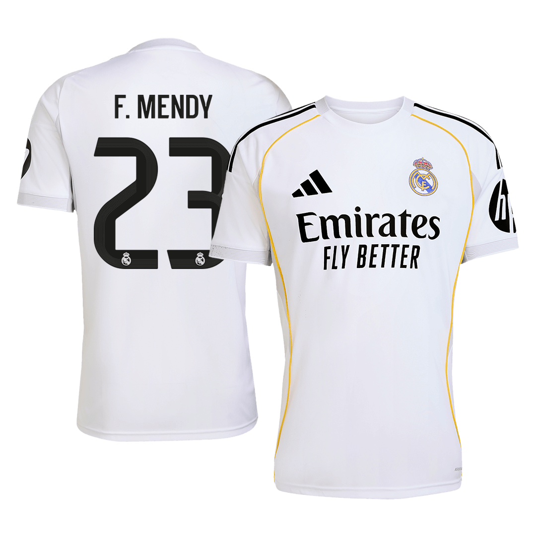 F.MENDY #23 Real Madrid Home Soccer Jersey 2025/26 – Fan Version – front view