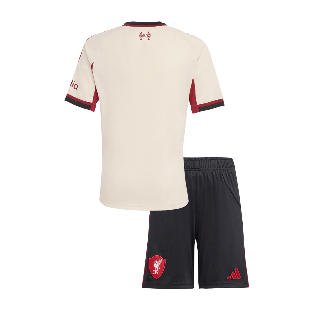 Kid’s Liverpool Away Soccer Kit – Jersey + Shorts 2025/26 – Fan Version – back view