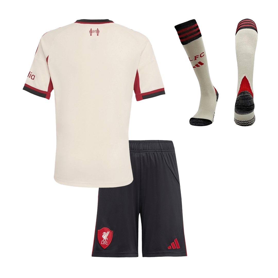 Kid’s Liverpool Away Soccer Jersey Kit(Jersey+Shorts+Socks) 2025/26 – Fan Version – back view
