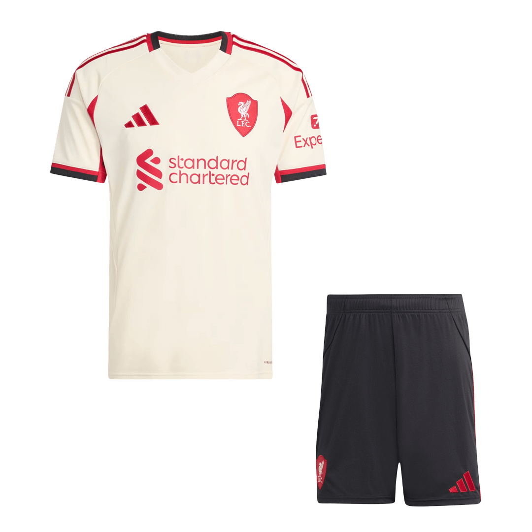 Liverpool Away Soccer Kit β Jersey + Shorts 2025/26 β Fan Version β εεεΎ 1 Liverpool Away Soccer Kit β Jersey + Shorts 2025/26 β Fan Version β front view